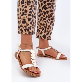 Ženske ravne sandale od eko kože, jeritelija bijele boje bijela 2