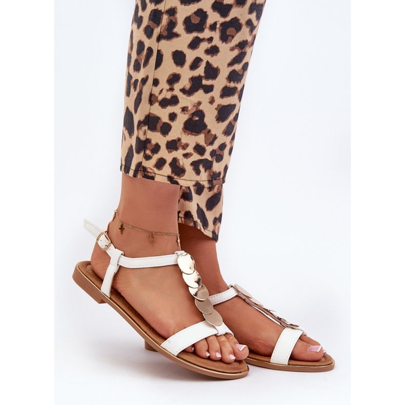 Ženske ravne sandale od eko kože, jeritelija bijele boje bijela 1