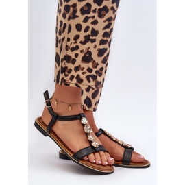 Ženske ravne sandale s ukrasima Black Muridia crno 1
