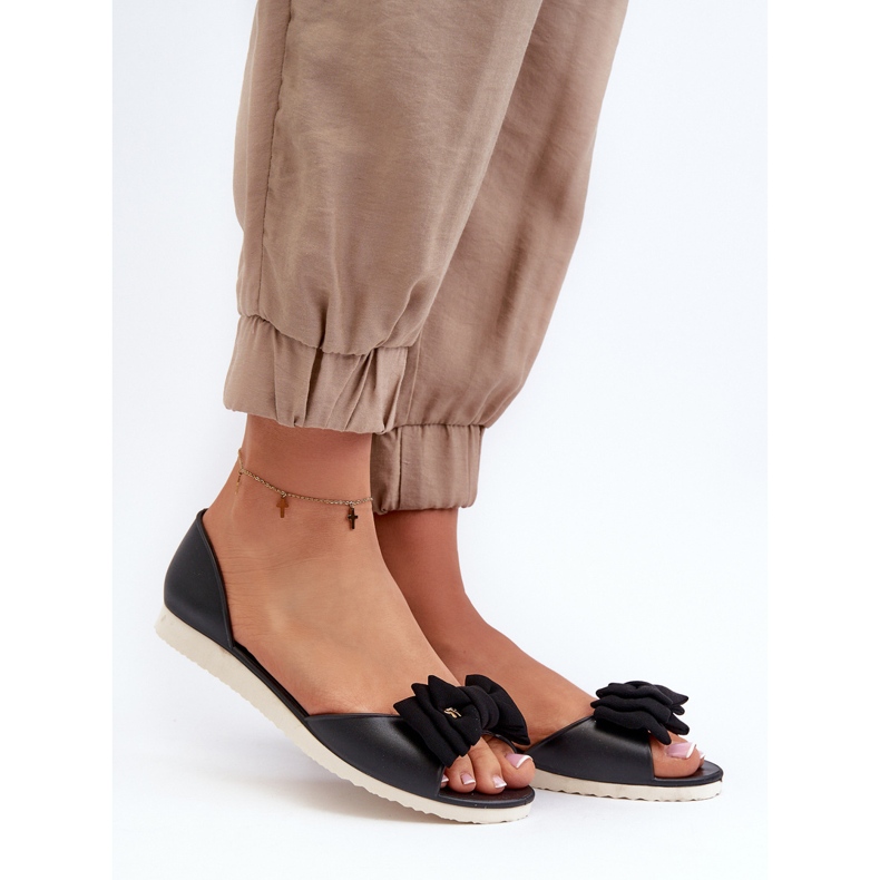 Ženske gumene balerinke s mašnom, crna Georia 1