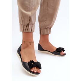 Ženske gumene balerinke s mašnom, crna Georia 2