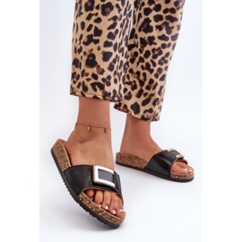 Ženske japanke na plutenoj platformi s ukrasom, crni Elleriome crna 2