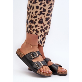 Crne Fronila ženske japanke s kopčama crna 1