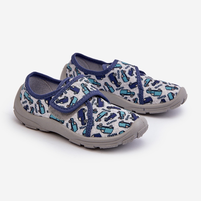 Befado dječje papuče na čičak 974X529 sive-tamnarsko plave siva 1