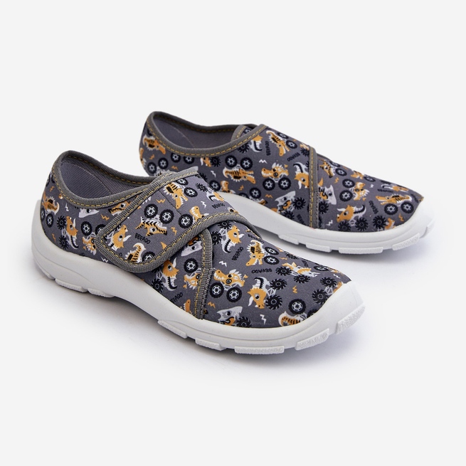 Udobne papuče za dječake s čičkom Befado 974Y552 Siva 1