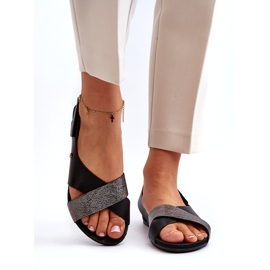 Zazoo 40141 Kožne sandale s čičkom, crne crna 3