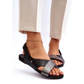 Zazoo 40141 Kožne sandale s čičkom, crne crna 2