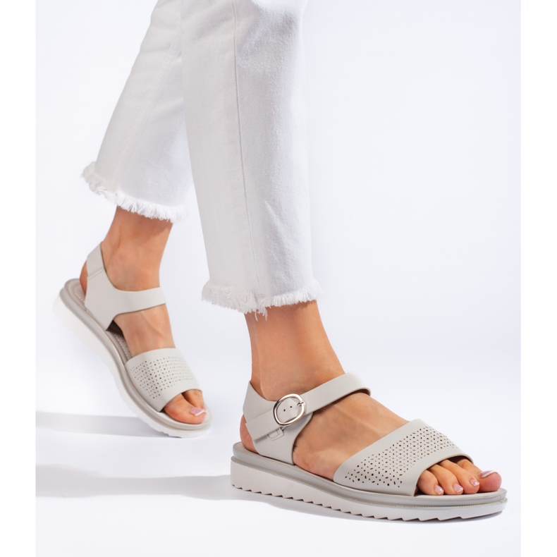 Sive sandale s otvorenom platformom Sergio Leone siva 1