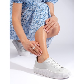 Sive ženske tenisice od ekološke kože siva 2