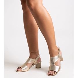 Sandale na visoku petu s Naderla kožnim uloškom zlatna 1