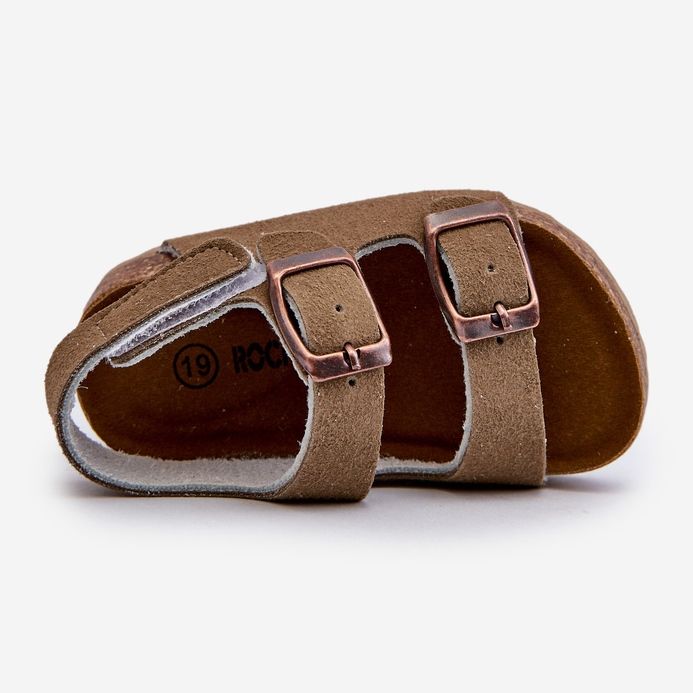 Dječje sandale na platformi od pluta, kopčaju se na čičak, kaki Rorria bež 2