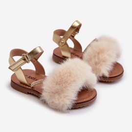Dječje sandale s krznom na čičak, zlatne Rosavere zlatni 1