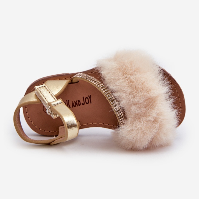 Dječje sandale s krznom na čičak, zlatne Rosavere zlatni 2