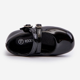 Lakirane dječje balerinke s remenom, Black Margenis crno 2