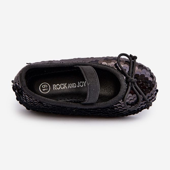 Dječje balerinke ukrašene šljokicama, crne Weries crna 2