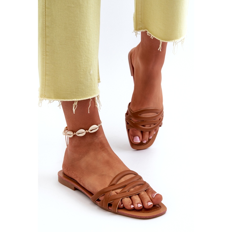 Ravno pete od ekoloških koževa s smeđem smeđa 4