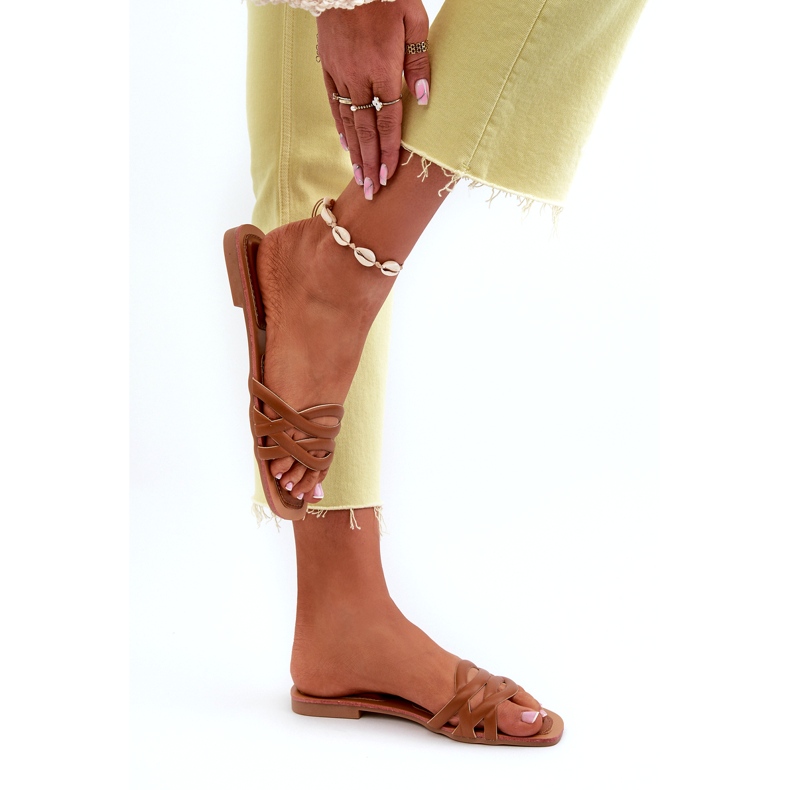 Ravno pete od ekoloških koževa s smeđem smeđa 6