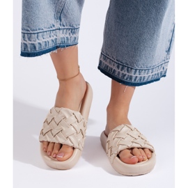 Ženske pletene papuče bež boje 2