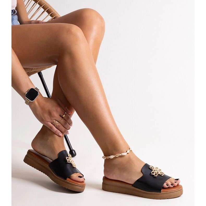 Crne platformske tobogane s Nibal kopčom crna 1