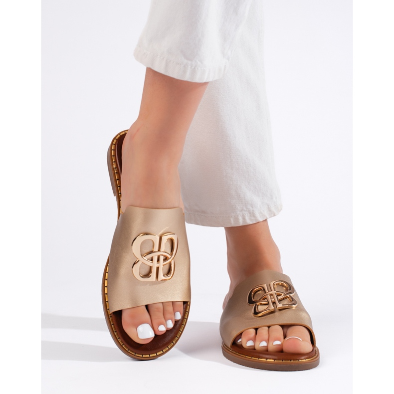 Zlatne ženske japanke s ukrasom zlatni 2