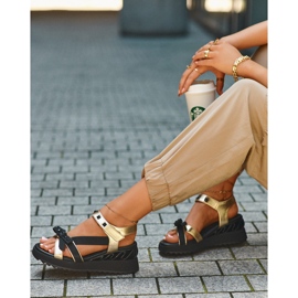 S.Barski Ženske sandale s mašnom D&amp;A CR956 zlatne zlatni 1