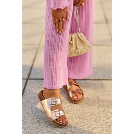 Evento Ženske japanke na plutenoj platformi s kopčama, Rose Gold, Klinesta zlatni 1