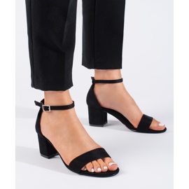 Seastar Crne sandale na visoku petu od brušene kože crno 1