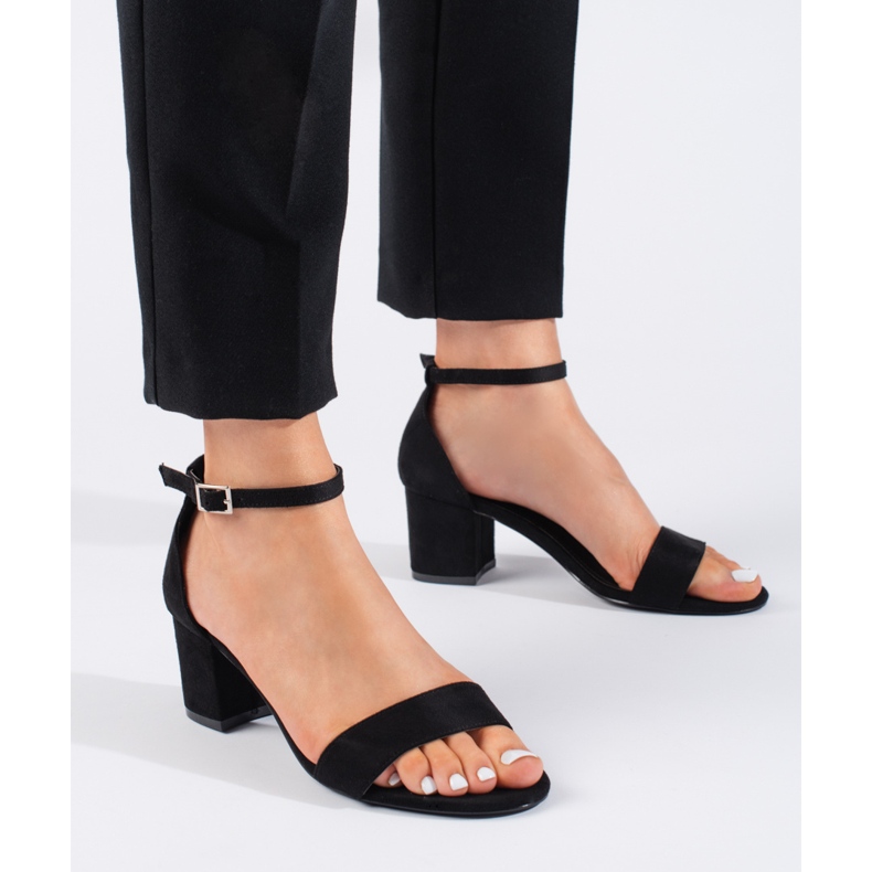 Seastar Crne sandale na visoku petu od brušene kože crno 1