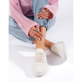 Bijele ženske tenisice s bež vezicama bijela 1