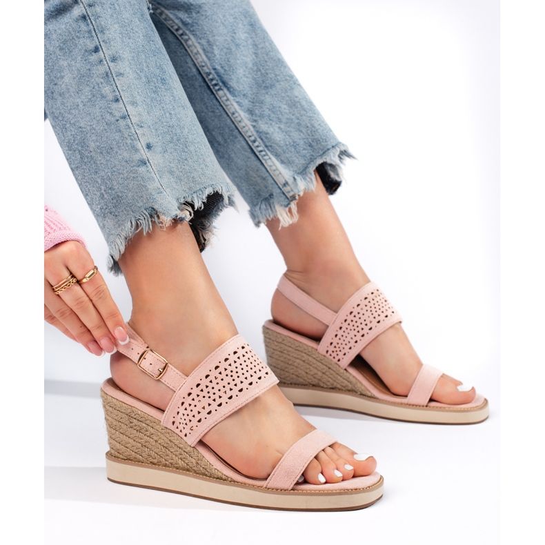 Ružičaste ženske sandale na wedges ružičasta 1