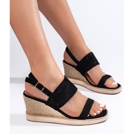 Crne ženske sandale na wedges crna 1