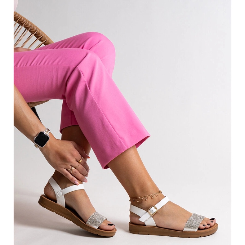 Bijele sandale s kubičnim cirkonima Estellaria bijela 1