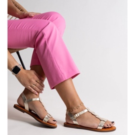 Amarant zlatne ravne sandale zlatni 1