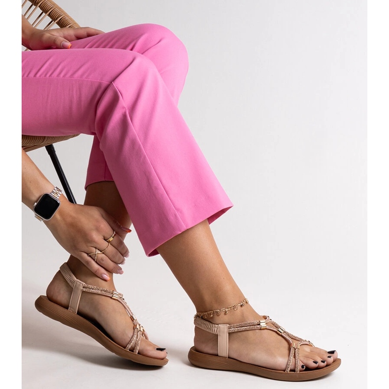 Bež sandale ukrašene Leilana cirkonima 1