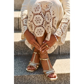 Ženske sandale na visoku petu od eko kože, zlatne boje Lyana zlatni 2