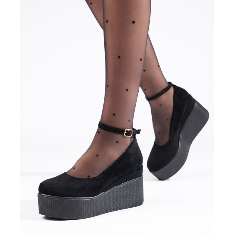 Crne crne pumpice na klin crna 1