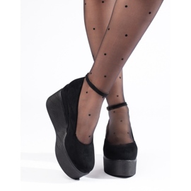 Crne crne pumpice na klin crna 2