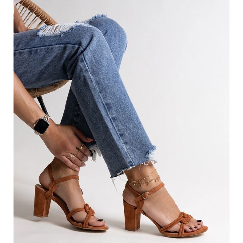 Shama smeđe sandale na visoku petu smeđa 1