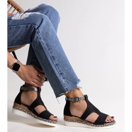 Tiuma crne sandale na niske klinove crna 1