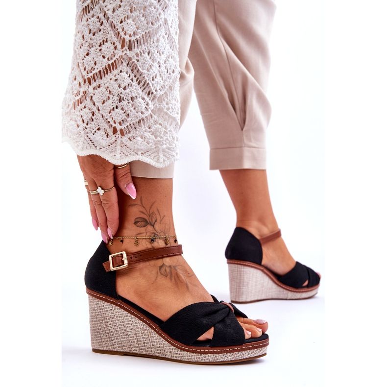 Crne ženske sandale na wedges crna 3