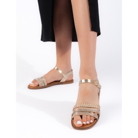 Ženske zlatne ravne sandale zlatna 1