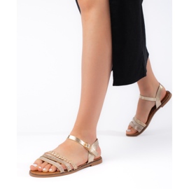 Ženske zlatne ravne sandale zlatni 2