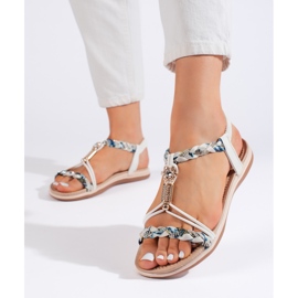 Bijele pletene ravne sandale bijela 1