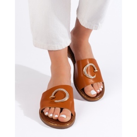 Ženske Camel papuče s ukrasnim elementom smeđa 1