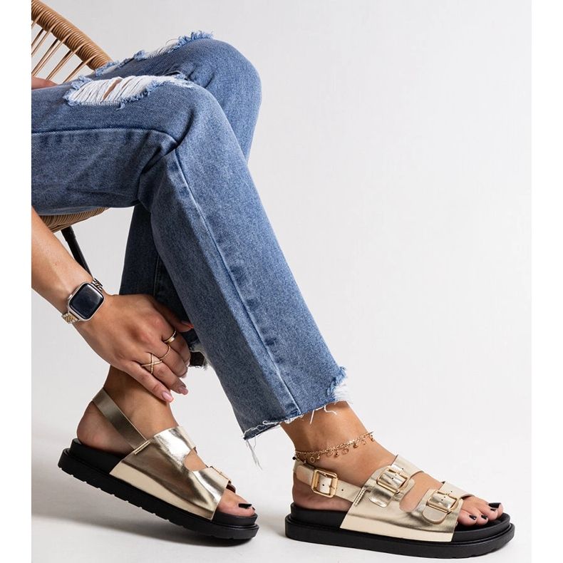 Bashera zlatne sandale s platformom zlatna 1