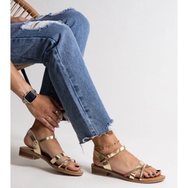 Zlatne sandale na visoku petu s Elanoria kubičnim cirkonima zlatna 1