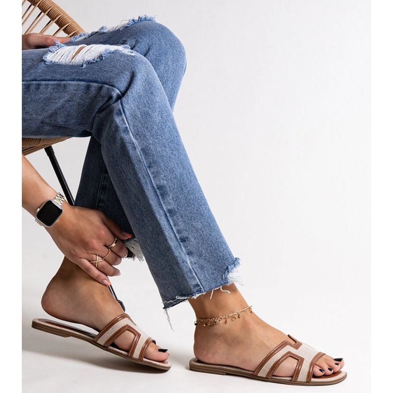 Smeđe klasične Baya japanke bež 1