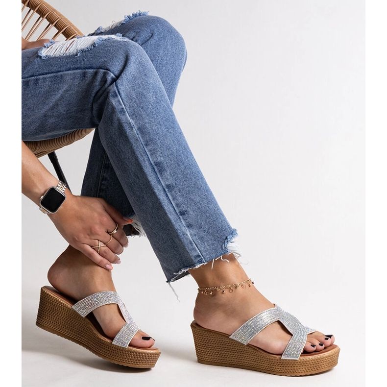 Srebrne mule na klin s Antuanet cirkonima srebro 1