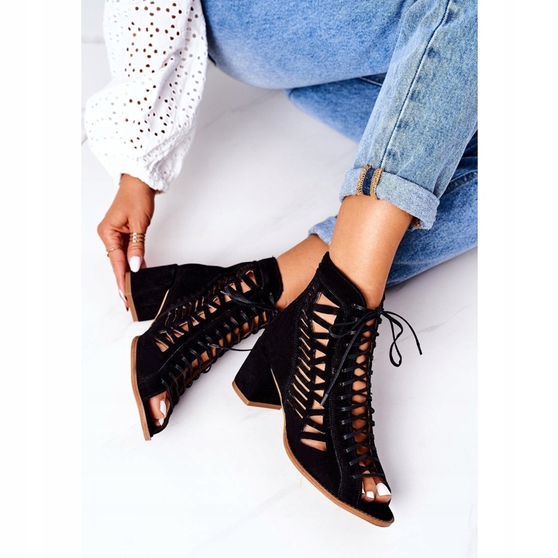 Ažur čizme od brušene kože Maciejka 04040-01 crne crno 4