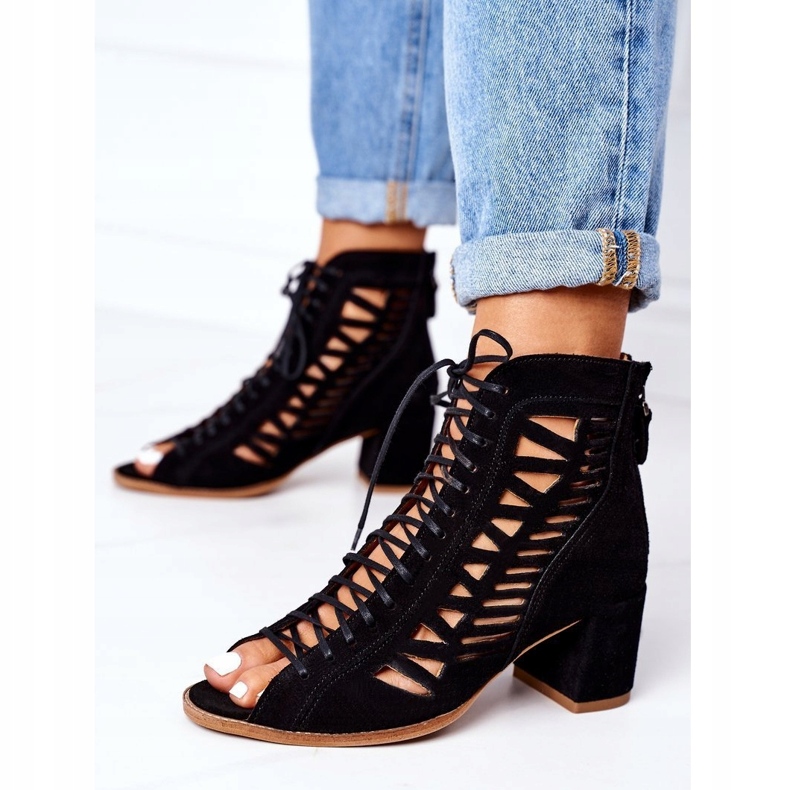 Ažur čizme od brušene kože Maciejka 04040-01 crne crna 3